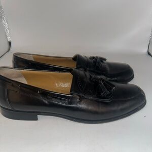 Domani Mens Dress Shoes Black Leather Tasseled Loafers Sz 9 M